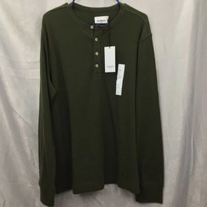 Goodfellow & Co. 1/4 button Long Sleeve Thermal Green Size Large NWT